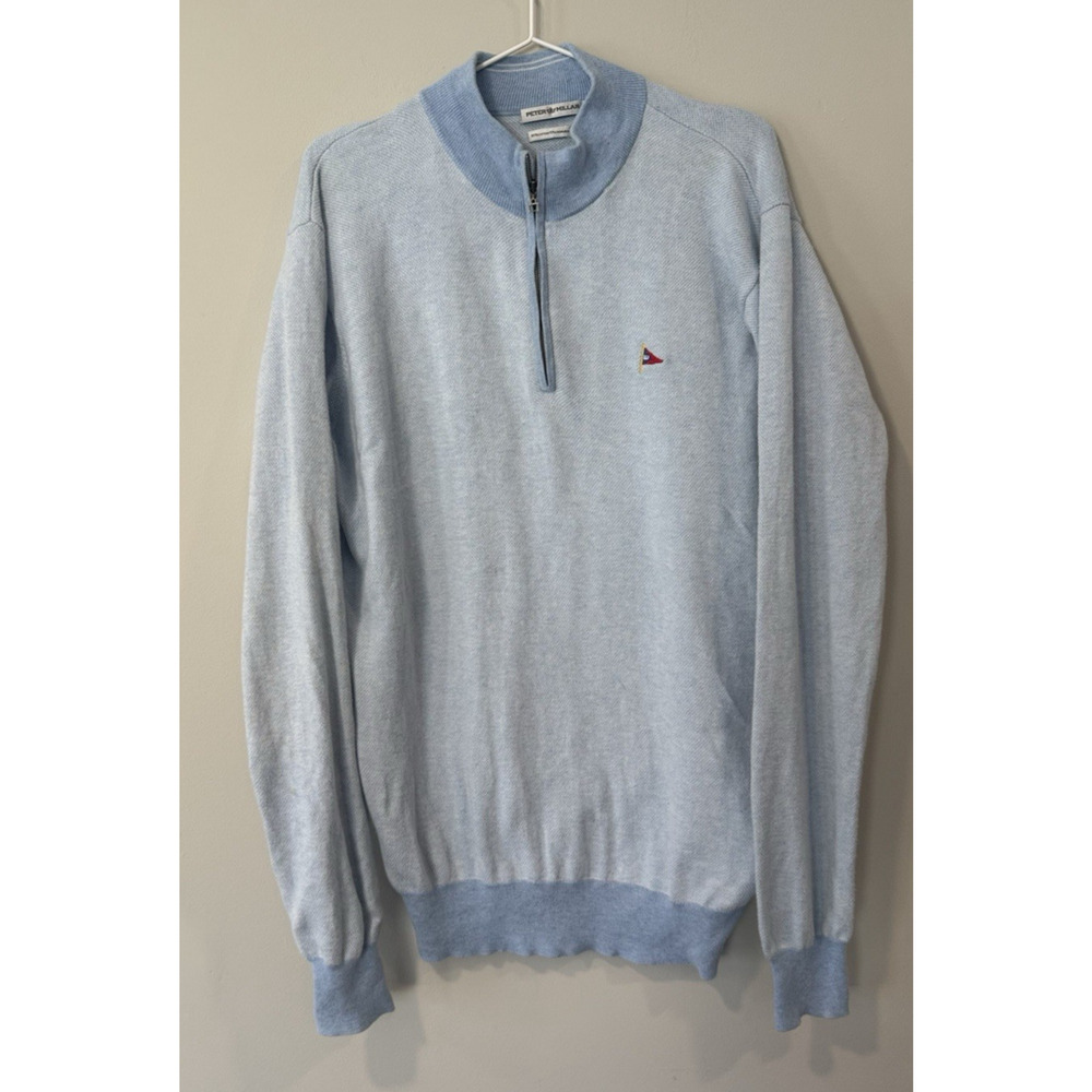 Peter Millar 1/4 Zip Pullover Sweater Cotton Cashmere Blend Size Large 2793